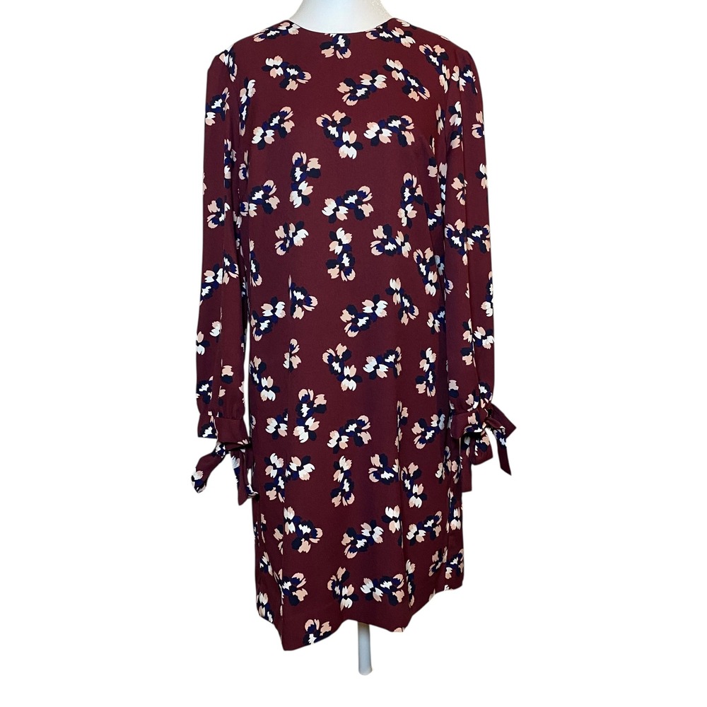 Banana Republic Floral Print Long Sleeve Tie Cuff Dress Size 6 Office Cocktail